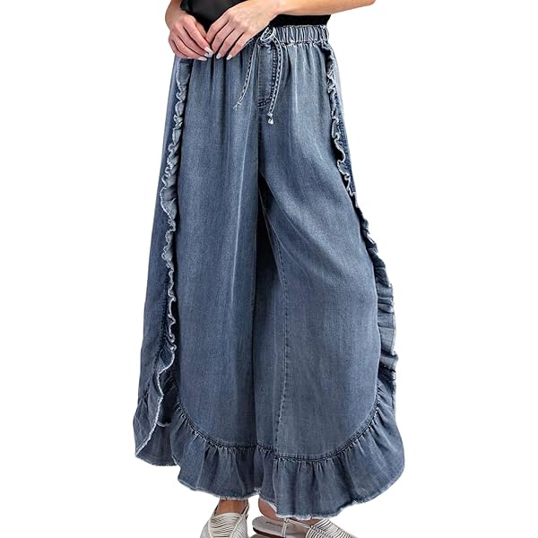 パンツ Eaphi RUFFLE DETAIL DENIM PANTS 2 RUFFLE DETAIL DENIM PANTS